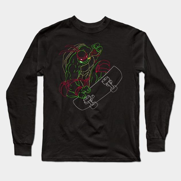 Neon 90's Ninja Turtles - Raph Long Sleeve T-Shirt by CoolDojoBro